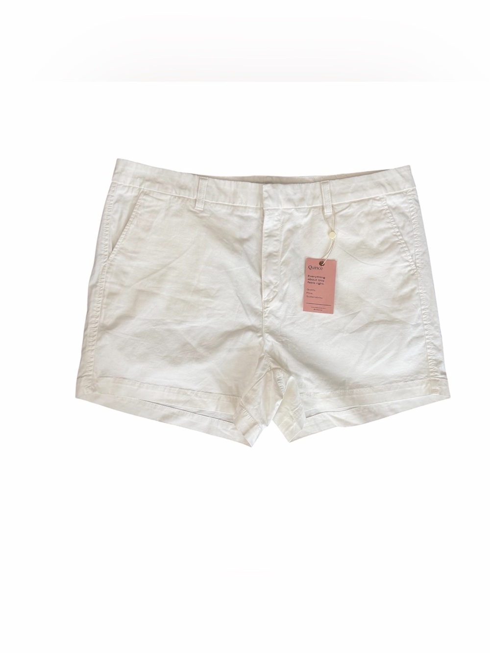Quince Women's Organic Stretch Cotton Chino Short in Ivory Sz 16 NWT